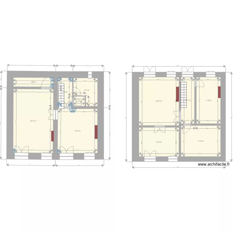 Conca vieille maison 2. Plan de 11  et 123 m²