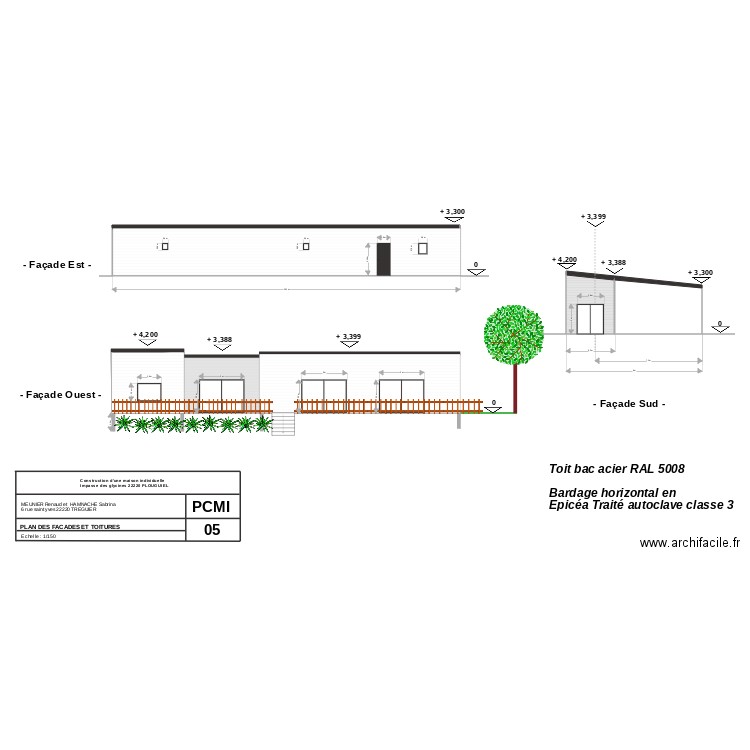 PCMI5 Façades apres terrassement. Plan de 0 pièce et 0 m2