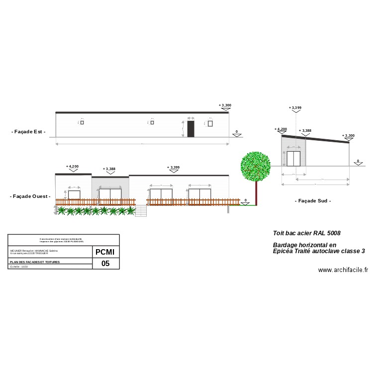 PCMI5 Façades apres terrassement. Plan de 0 pièce et 0 m2