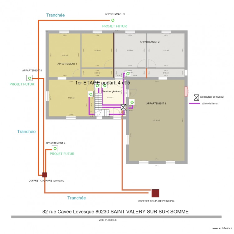 cavee leveque pln de masse rez de chaussée  plan ENEDIS . Plan de 0 pièce et 0 m2