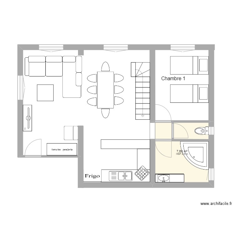 Appartement le Praz. Plan de 3 pièces et 11 m2