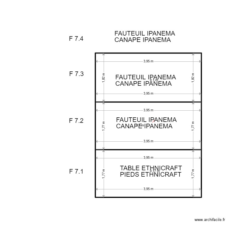 F 7. Plan de 3 pièces et 21 m2