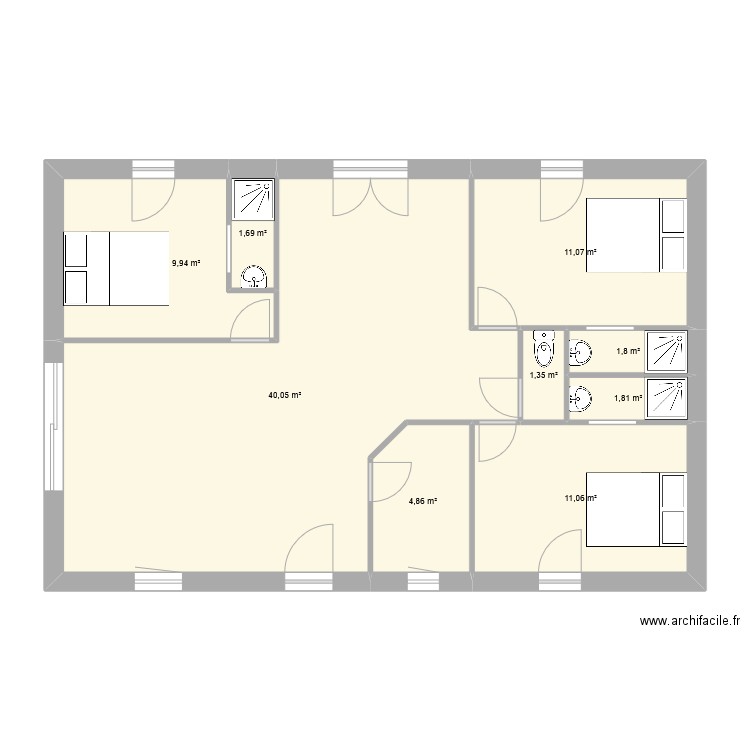gillier 1. Plan de 9 pièces et 84 m2