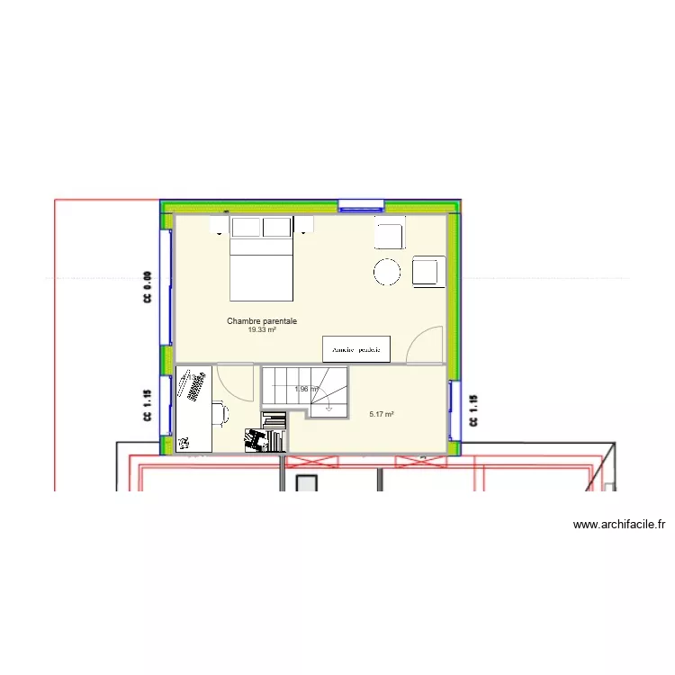 julie F&egrave;vre meubl&eacute; &eacute;tage. Plan de 