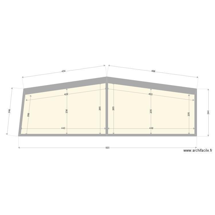 hauteur 66 pour projet. Plan de 2 pièces et 21 m2