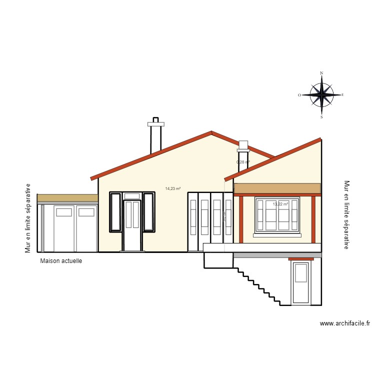 Plan de facade avant projet MAIRIE. Plan de 9 pièces et 36 m2