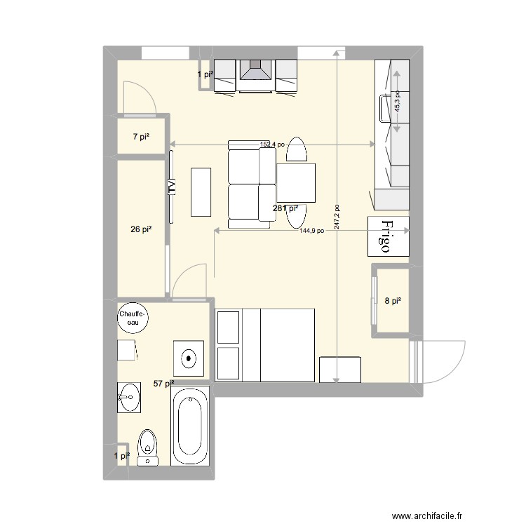 591 Lavigueur2. Plan de 7 pièces et 35 m2