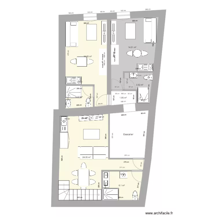 Id&eacute;e amenagement  2 etage . Plan de 