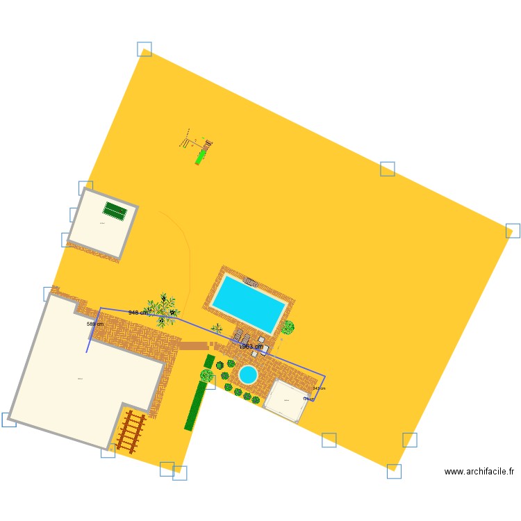 Jardin3. Plan de 3 pièces et 252 m2