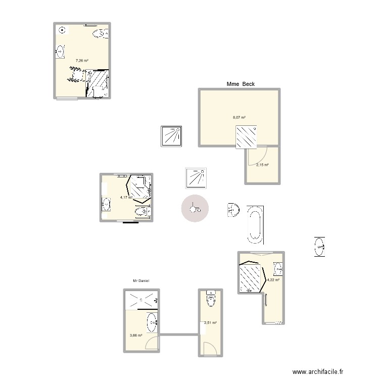 Marlène. Plan de 7 pièces et 32 m2