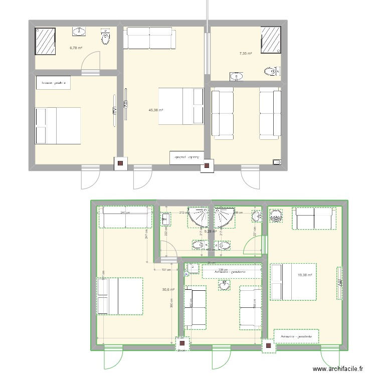 chambres. Plan de 0 pièce et 0 m2