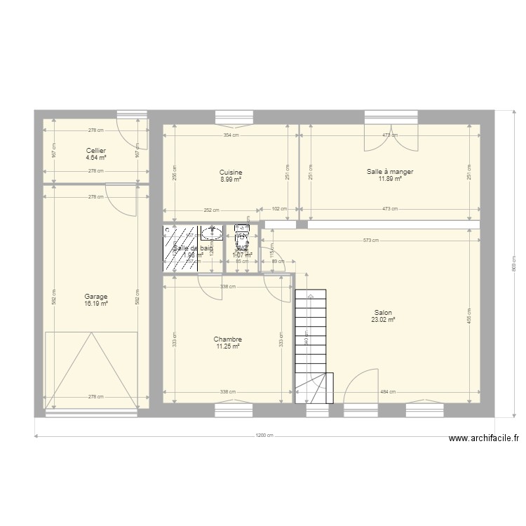 seillier rdc. Plan de 0 pièce et 0 m2