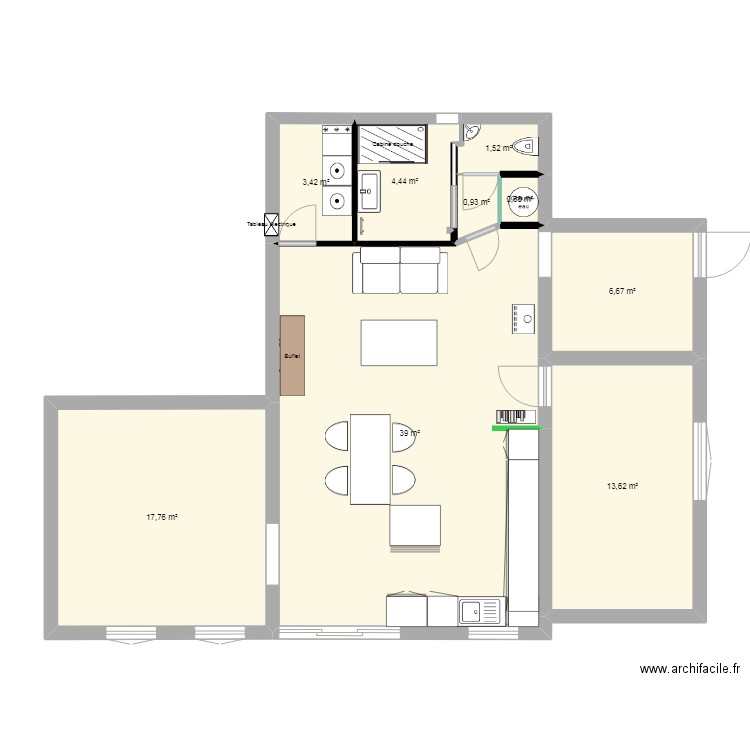 cui salon etc 3. Plan de 9 pièces et 88 m2