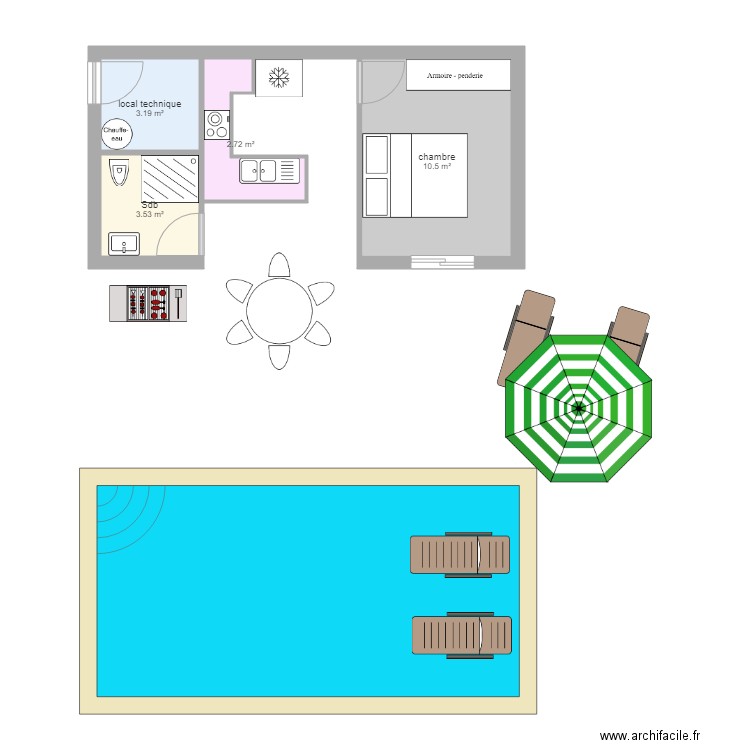 pool house piscine. Plan de 0 pièce et 0 m2