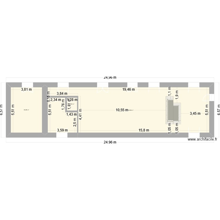 Maison rdc. Plan de 3 pièces et 127 m2