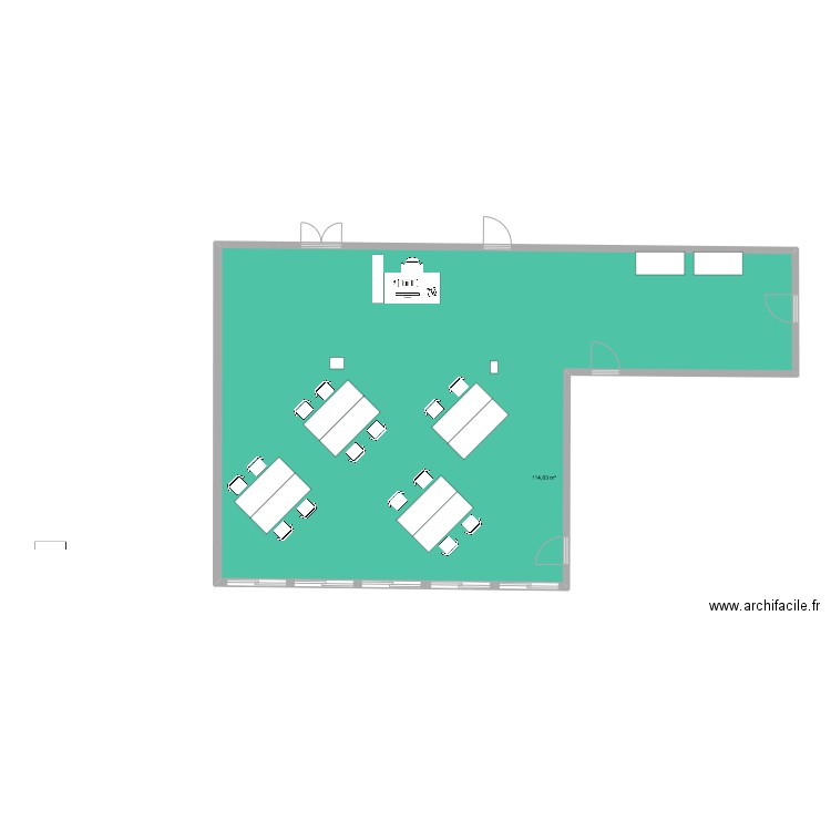 plan 1. Plan de 1 pièce et 115 m2