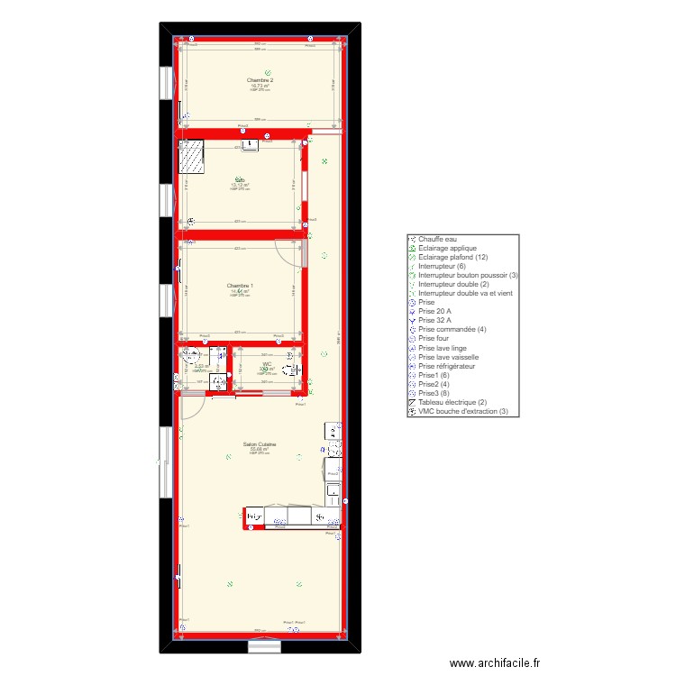 Landré. Plan de 6 pièces et 172 m2