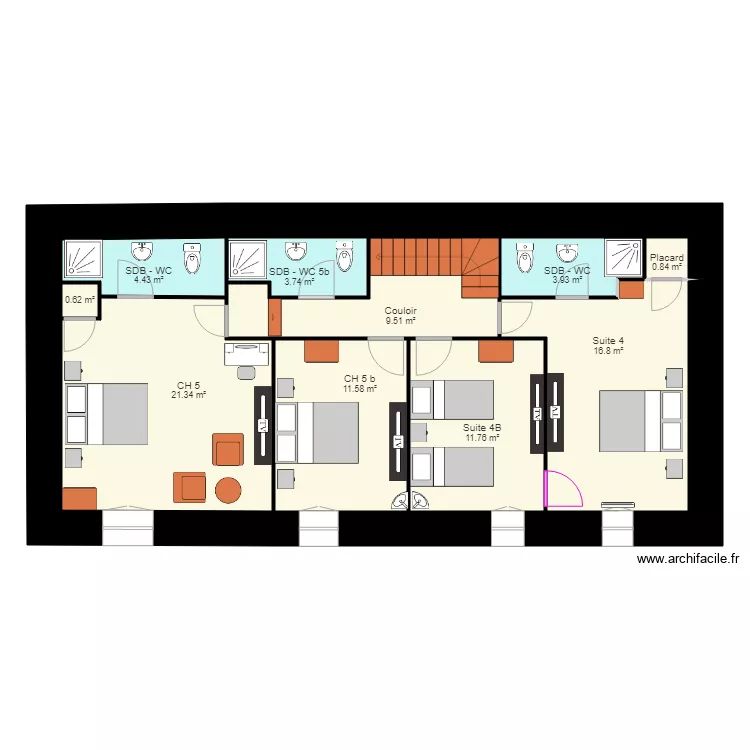 la comt&eacute; 1er &eacute;tage ch babord. Plan de 