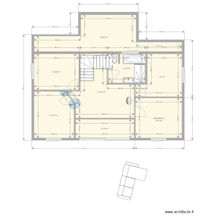 plan de maison 8 pièces