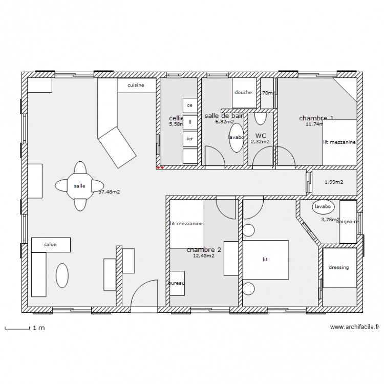 possibilité de plein pied. Plan de 0 pièce et 0 m2