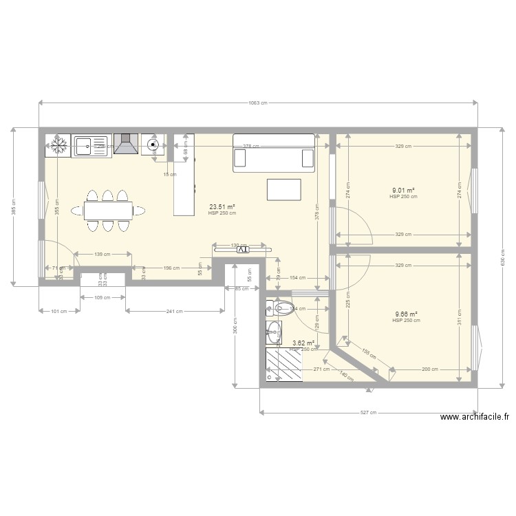 Appartement La marcouse RDC Version 4 du 16 02 2020. Plan de 4 pièces et 46 m2