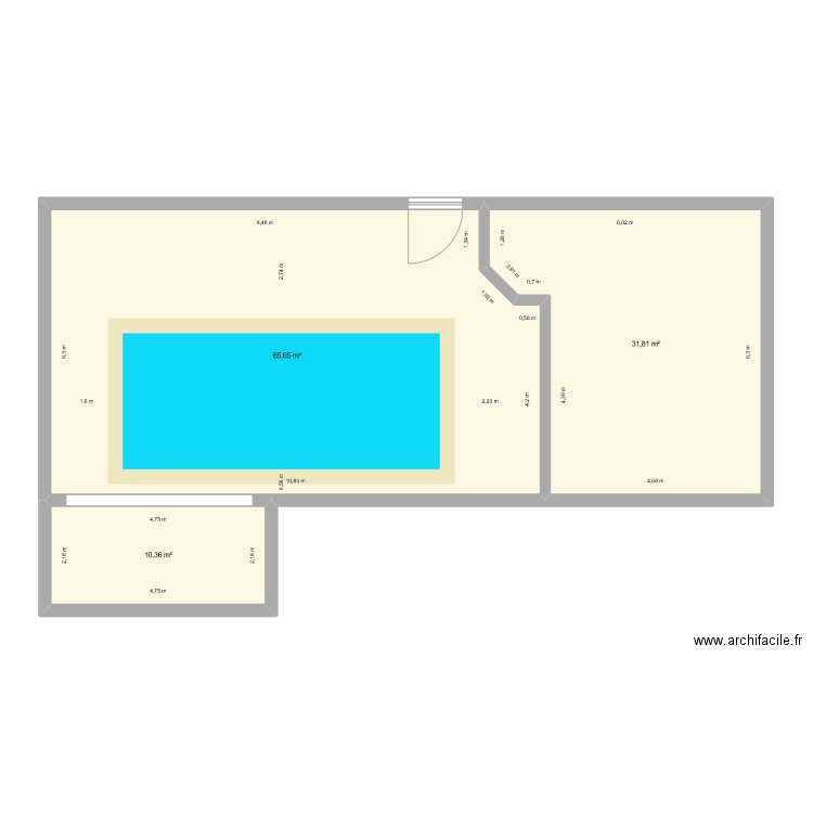 grange. Plan de 3 pièces et 108 m2