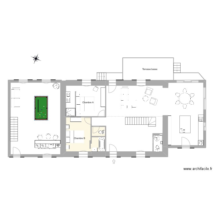 projet rdc essai après démol. Plan de 5 pièces et 59 m2