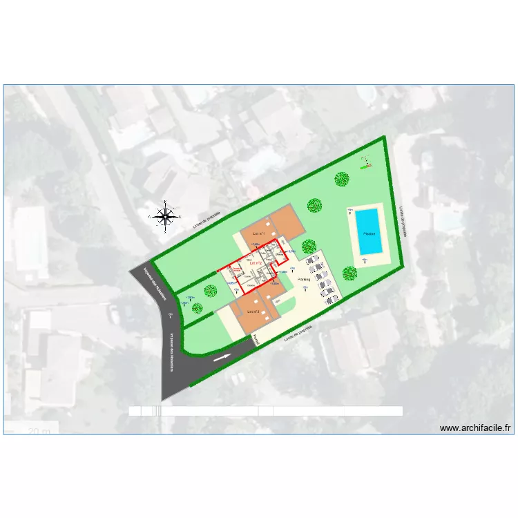 Plan de masse projet&eacute;. Plan de 