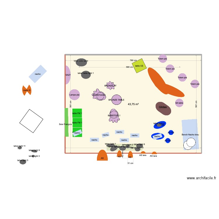 MIAMI 22 V. Plan de 1 pièce et 44 m2