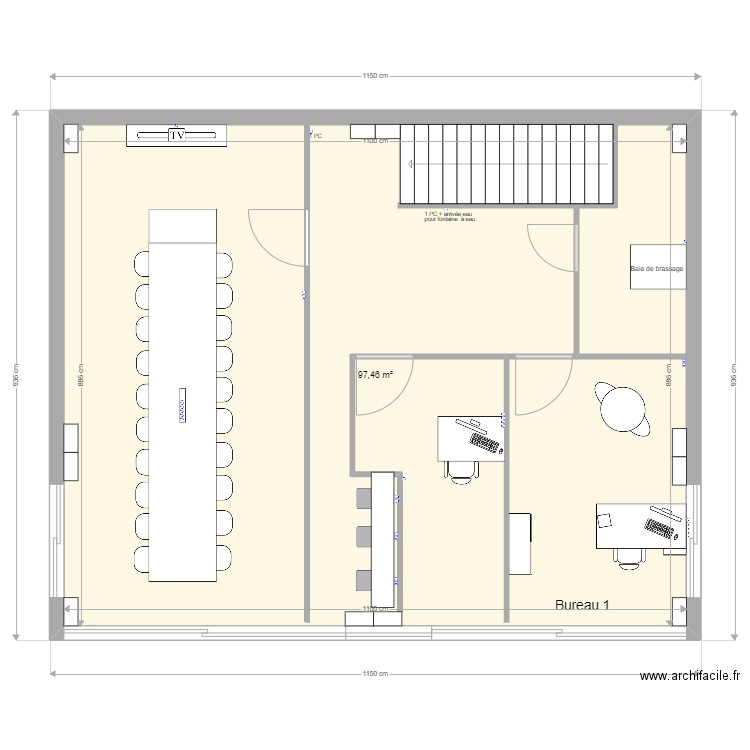 STEF étage V3.2 Electricité. Plan de 1 pièce et 97 m2