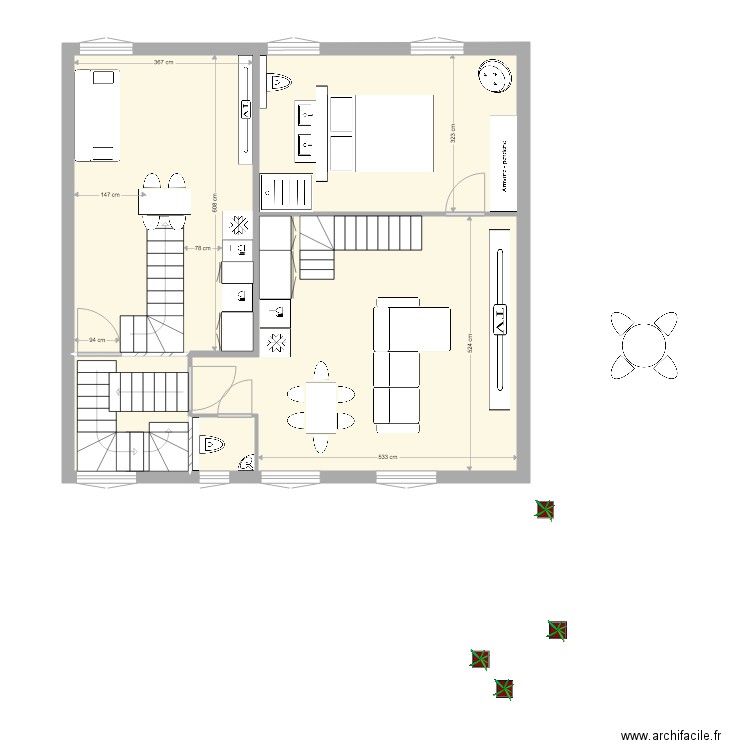 MESSONNIER VERSION 2 ET 3 cuisine sous escalier. Plan de 0 pièce et 0 m2