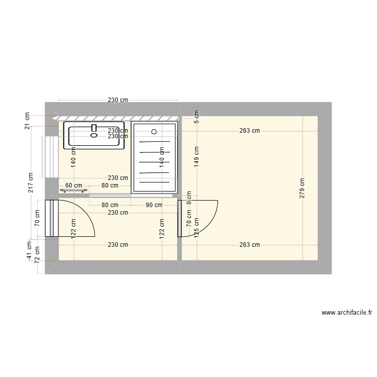 gallon. Plan de 4 pièces et 13 m2