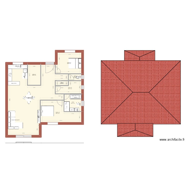 RDC  23. Plan de 8 pièces et 115 m2