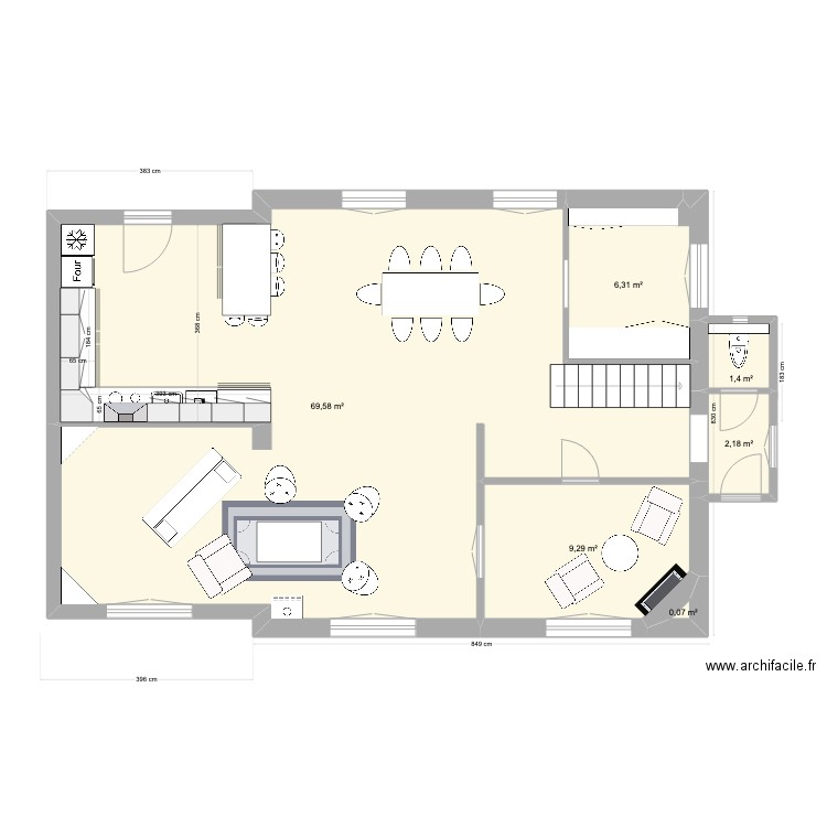 Chaville N+1_projet_V2. Plan de 6 pièces et 89 m2