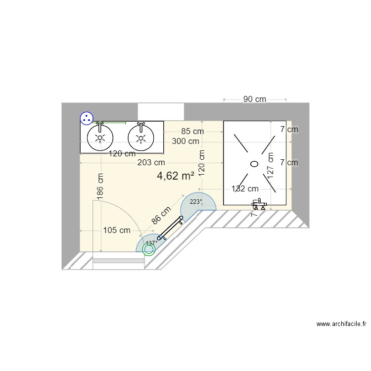 SALLE DE BAIN MARIE JO. Plan de 1 pièce et 5 m2