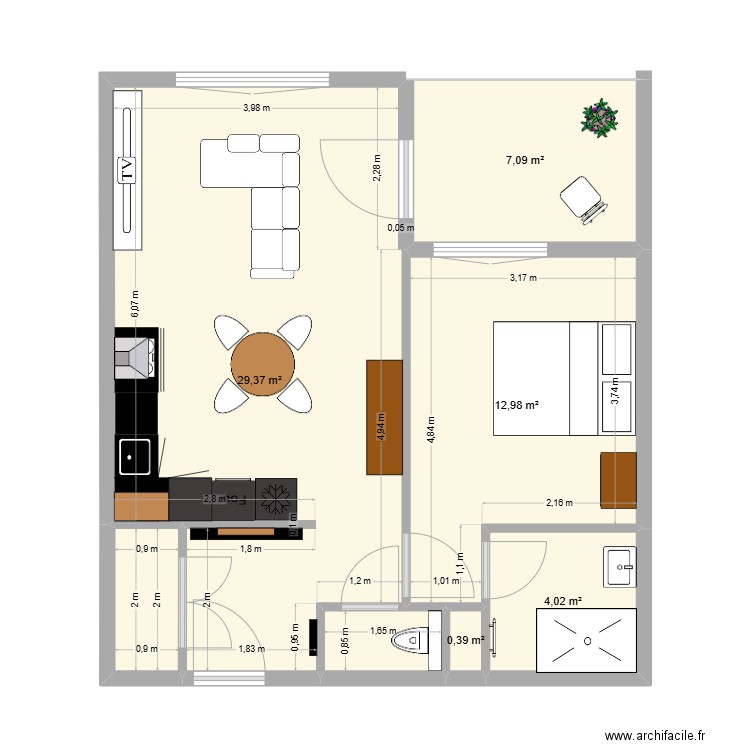 giulia F12 peinture. Plan de 7 pièces et 57 m2