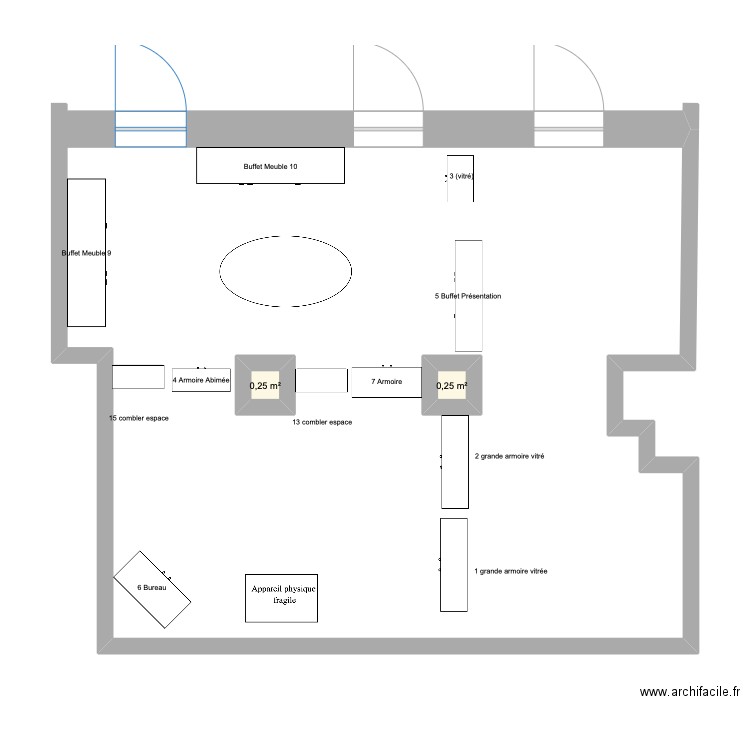 université. Plan de 2 pièces et 1 m2