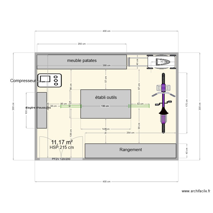 ABRI JARDIN. Plan de 1 pièce et 11 m2