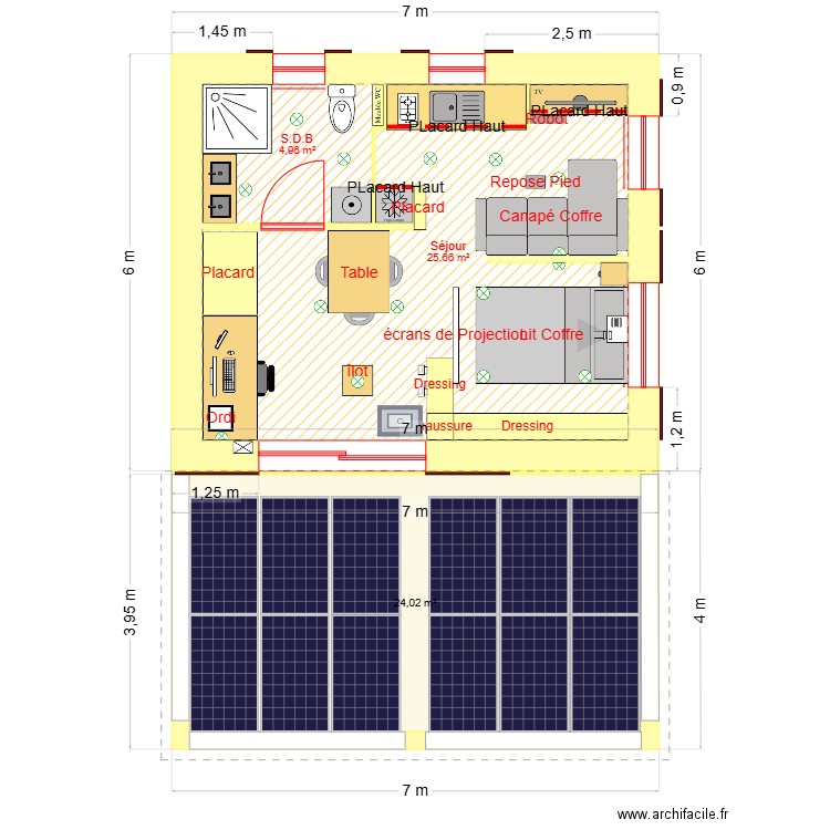 Maison Améliorer Copie coloré. Plan de 3 pièces et 55 m2
