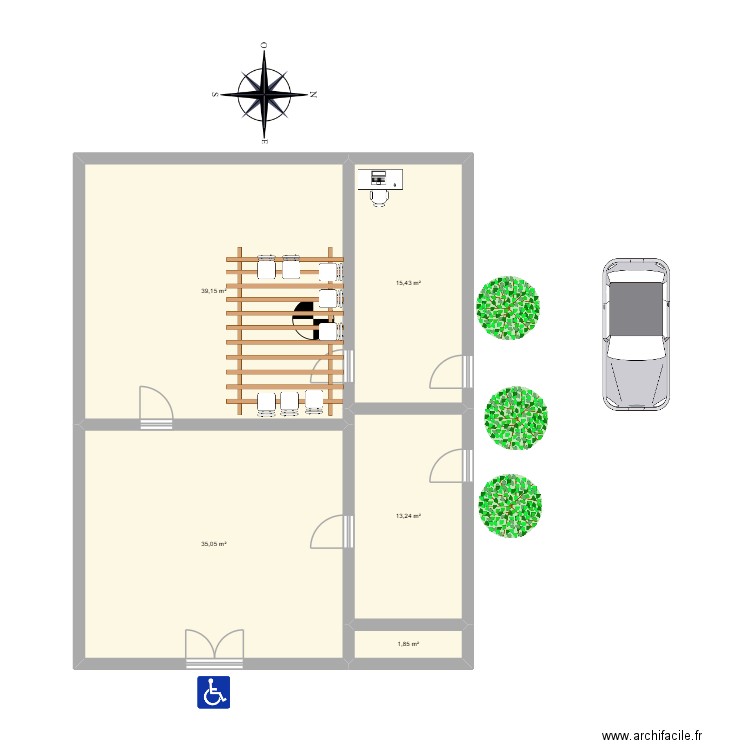 ESCAPE LES CABANES sept 2025. Plan de 5 pièces et 105 m2