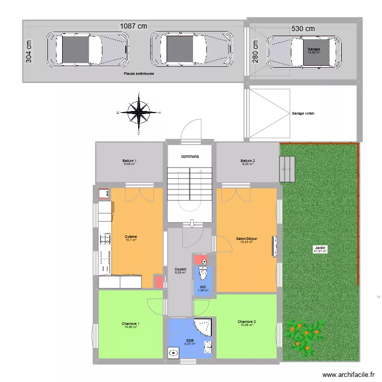 Appartement Mamie (version vente). Plan de 