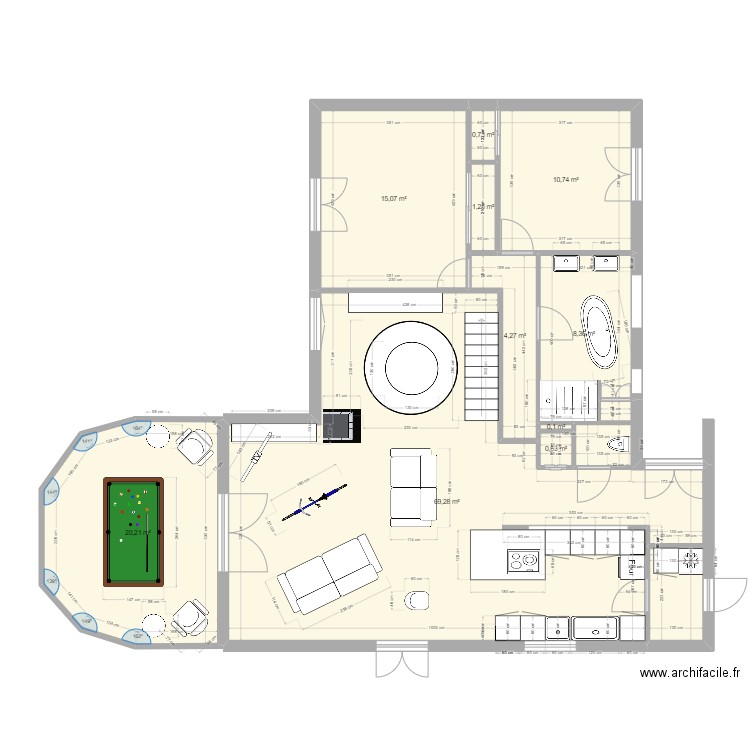 Gif5. Plan de 8 pièces et 130 m2