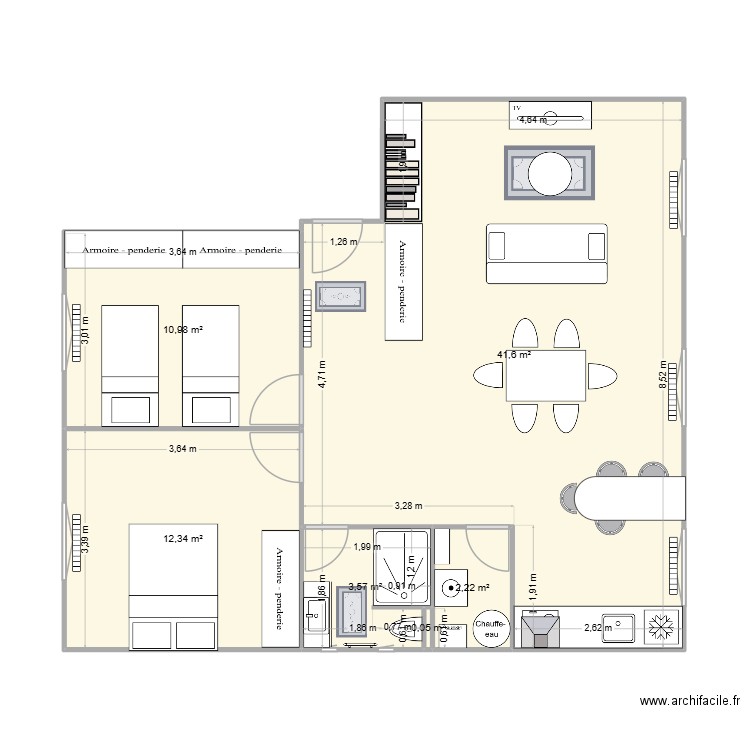 Le puy Proposition 1. Plan de 6 pièces et 71 m2