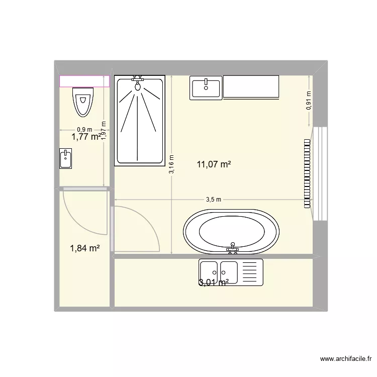 julien henry sdb rdc. Plan de 4  et 18 m²