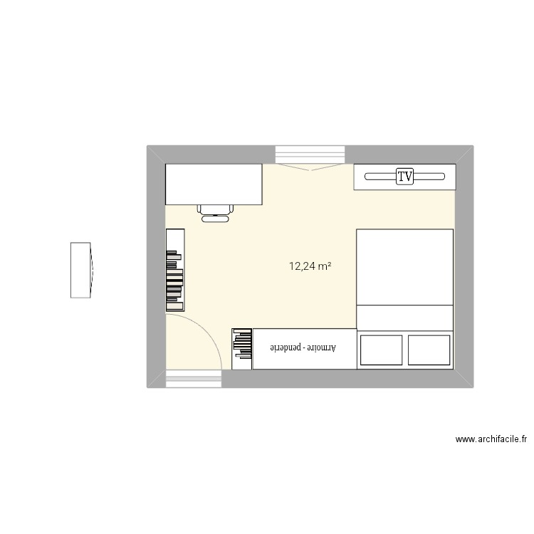 Ma chambre. Plan de 1 pièce et 12 m2