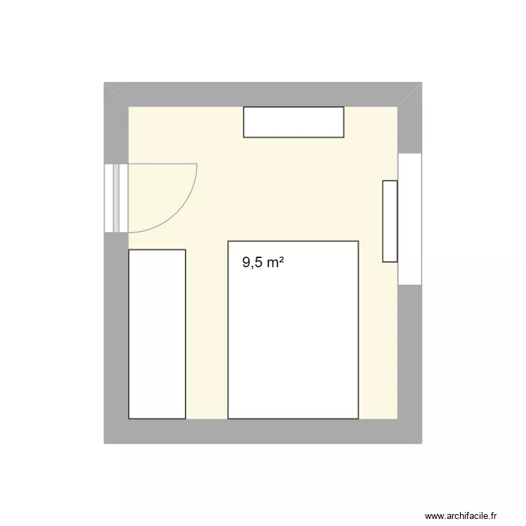 Chambre Elyes. Plan de 1  et 10 m²