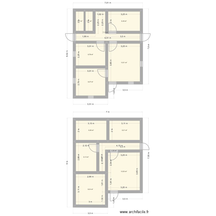 Plan Ambohimandray 1. Plan de 13 pièces et 89 m2
