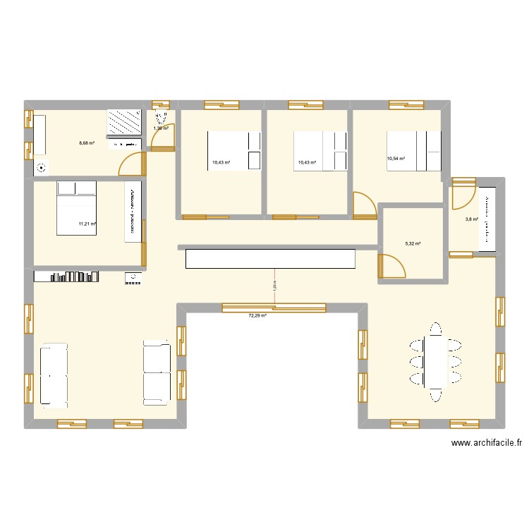 cf3. Plan de 9 pièces et 134 m2