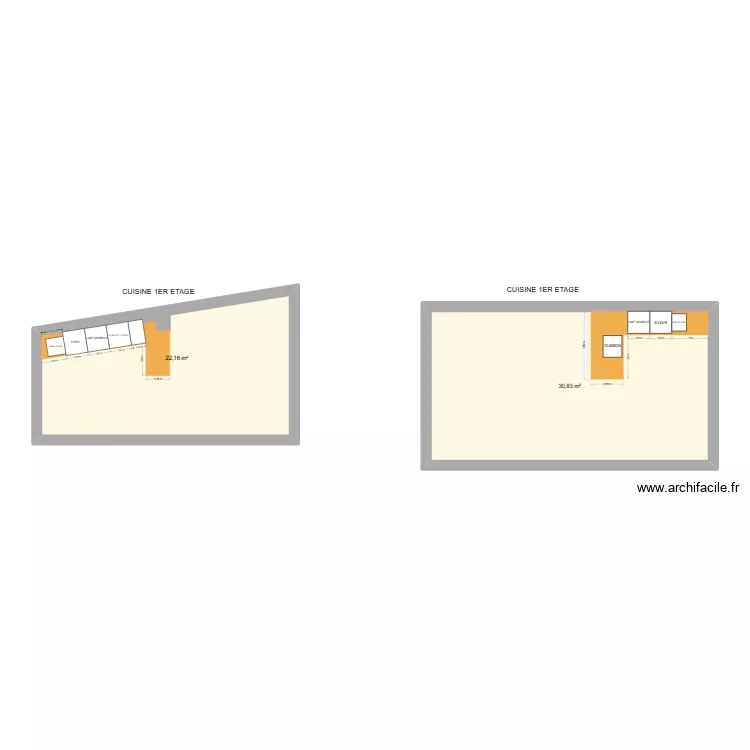 plan cuisine 1er et 2éme étage. Plan de 2 Pièces et 53 m² plan cuisine 1er et 2éme étage. Plan de 2 Pièces et 53 m²