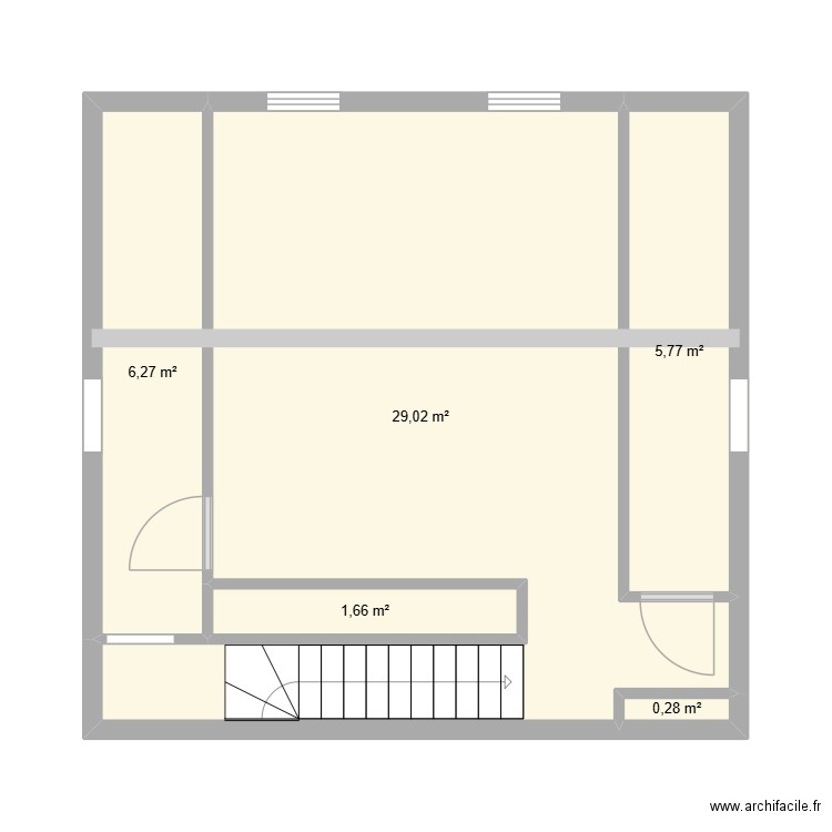 Sous sol icht. Plan de 5 pièces et 43 m2